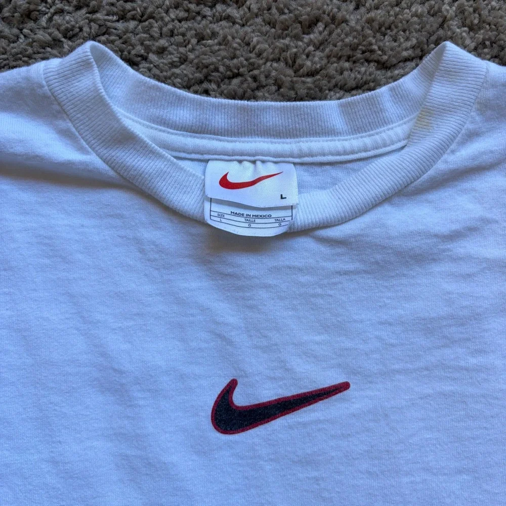 Vintage Nike Center Swoosh White Long Sleeve Hit Shirt Size L